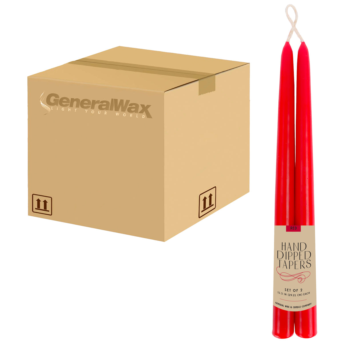 single wick hand dipped tapers red case