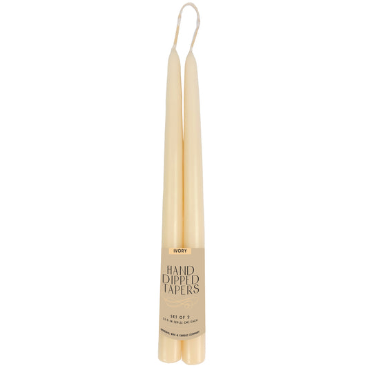 single wick taper candles ivory
