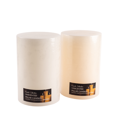 white and ivory pillar candles